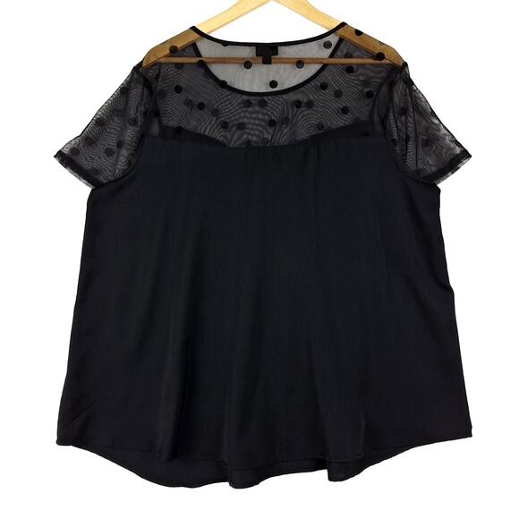 Torrid Top Womens 2X Sheer Mesh Fairy Goth Grunge Witchy Polka Dot Whimsygoth - Picture 7 of 7